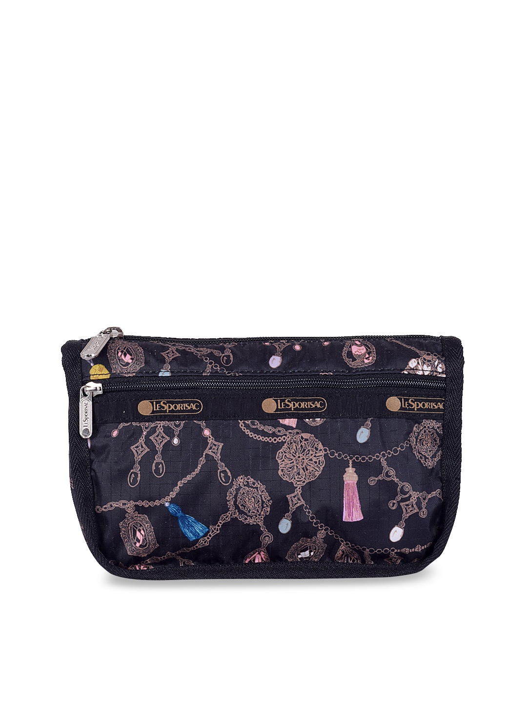 

LeSportsac Blue & Pink Tassel Dazzle Printed Rectangular Cosmetic Pouch