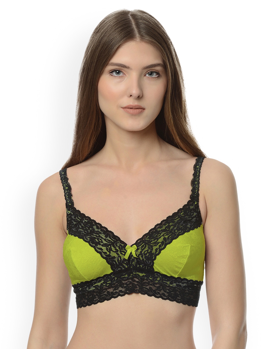 Da Intimo Green & Black Lace Non-Wired Non-Padded Bra DI-881-N