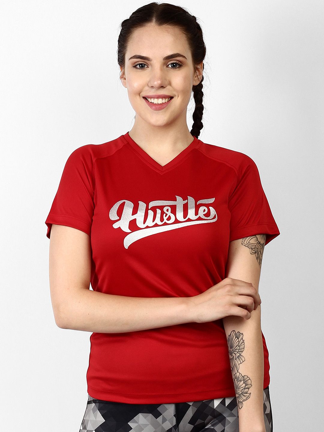 

OFF LIMITS Women Red Printed V-Neck T-shirt