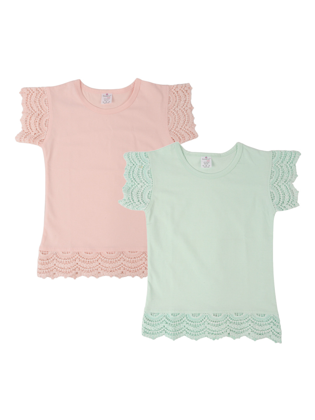 

Smarty Girls Pack of 2 Solid Pure Cotton Top, Multi