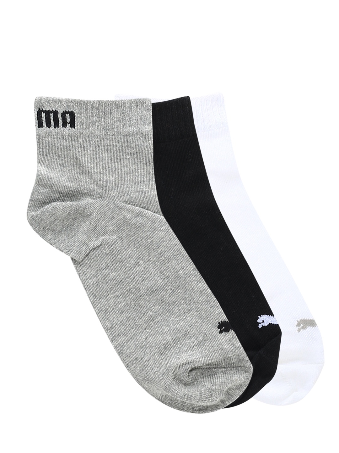 

Puma Unisex Pack of 3 Ankle-Length Socks, Grey melange