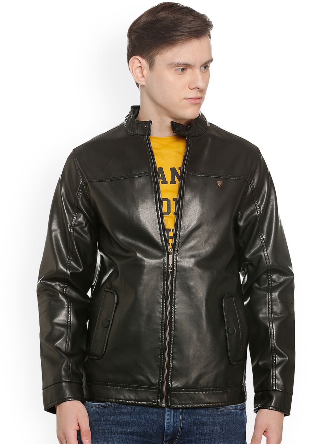 

Allen Solly Men Black Solid Biker Jacket