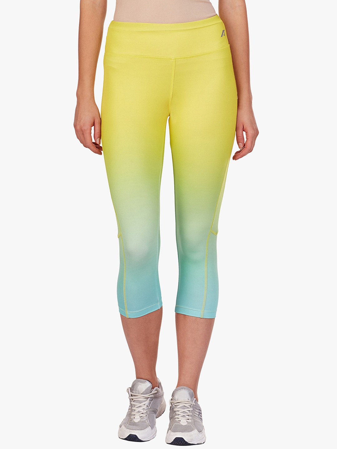 

Alcis Women Yellow & Blue Colorblocked Tights