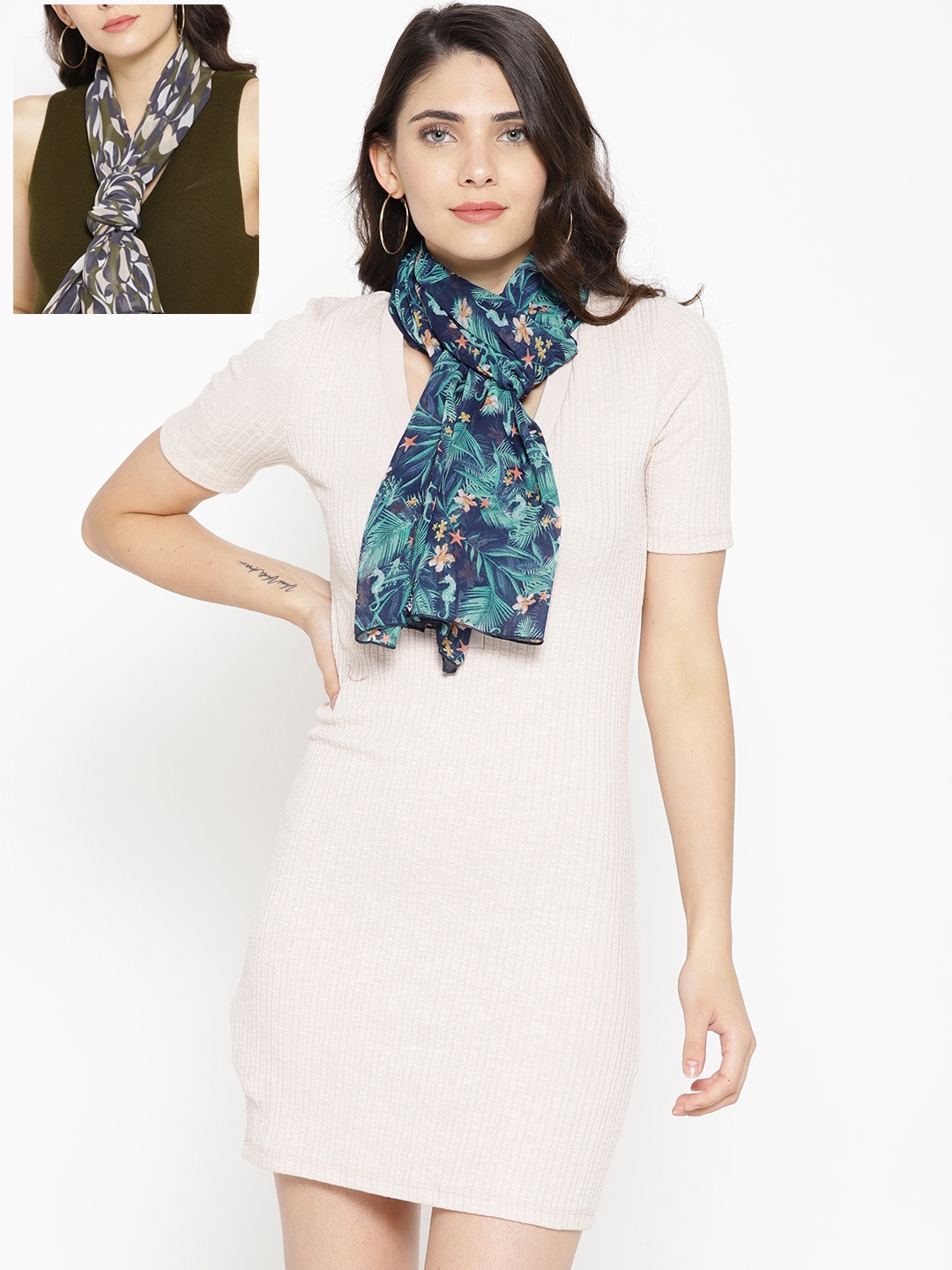 

Trend Arrest Women Pack Of 2 Printed Scarves, Blue