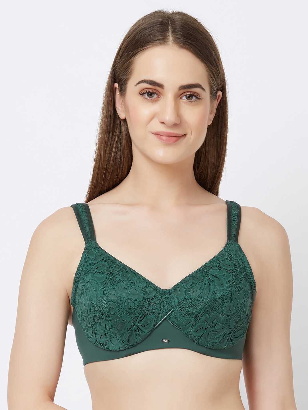 

Soie Green Self Design Underwired Non Padded Everyday Bra FB-610