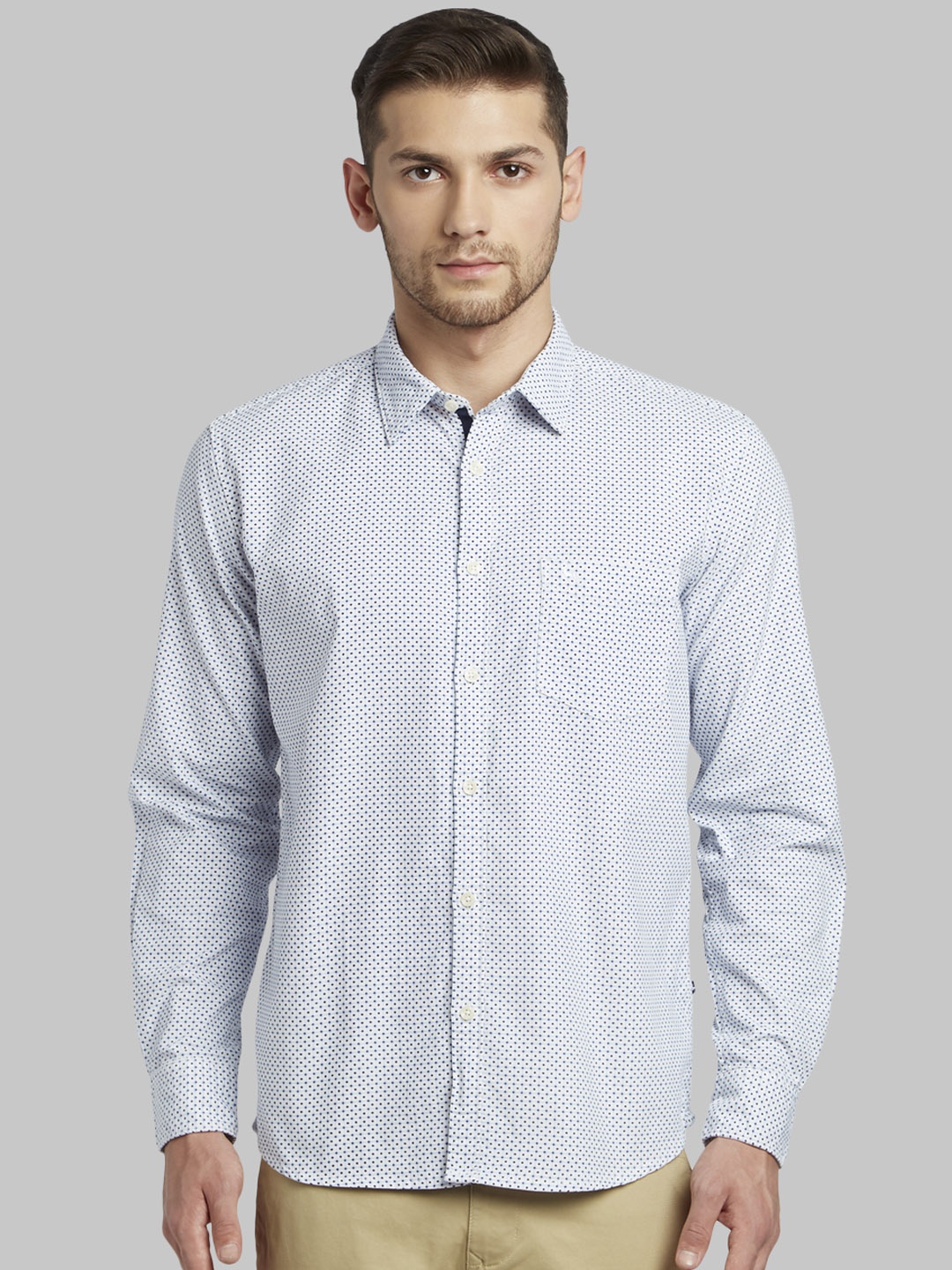 

Parx Men White & Blue Slim Fit Printed Casual Shirt