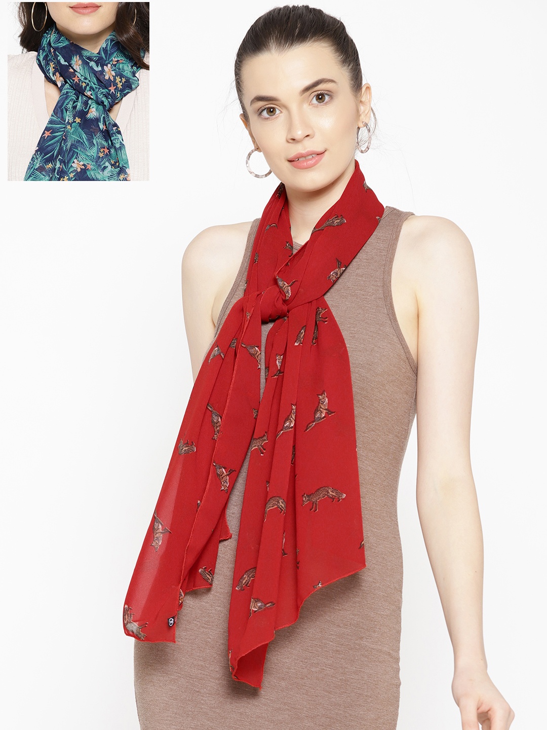 

Trend Arrest Women Pack Of 2 Printed Scarves, Blue