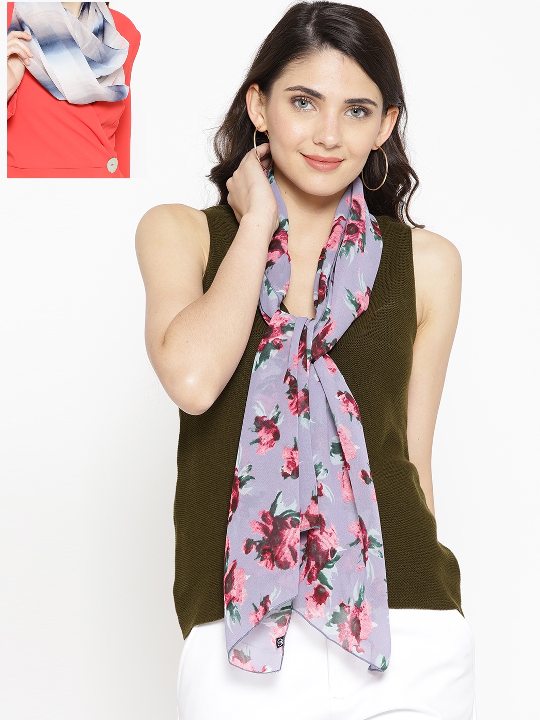 Trend Arrest Women Pack of 2 Printed Scarves, Multi