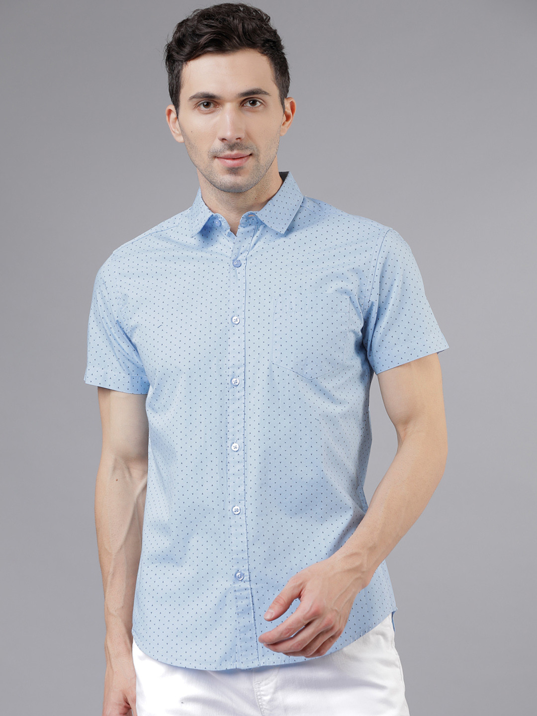 

HIGHLANDER Men Blue & Black Slim Fit Printed Casual Shirt