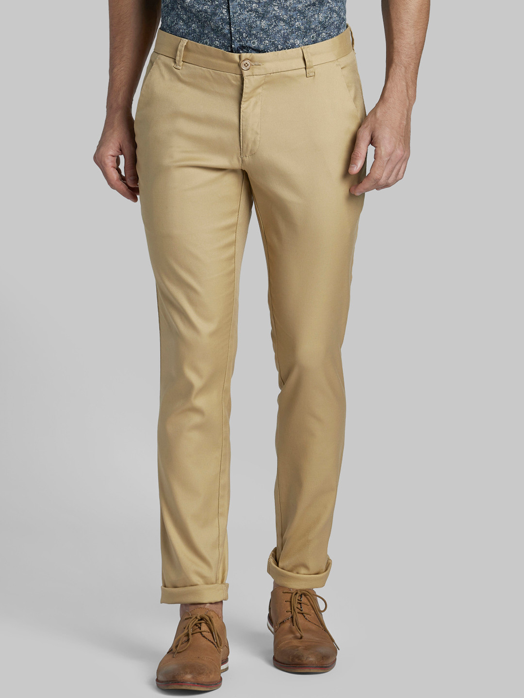 

Parx Men Khaki Tapered Fit Solid Regular Trousers