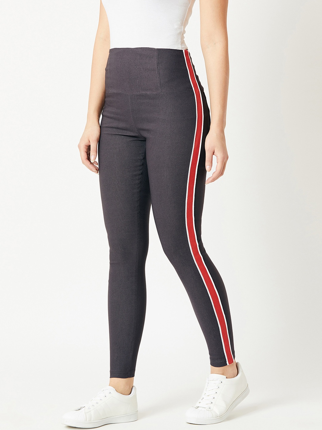 Miss Chase Women Grey Solid Skinny-Fit Jeggings