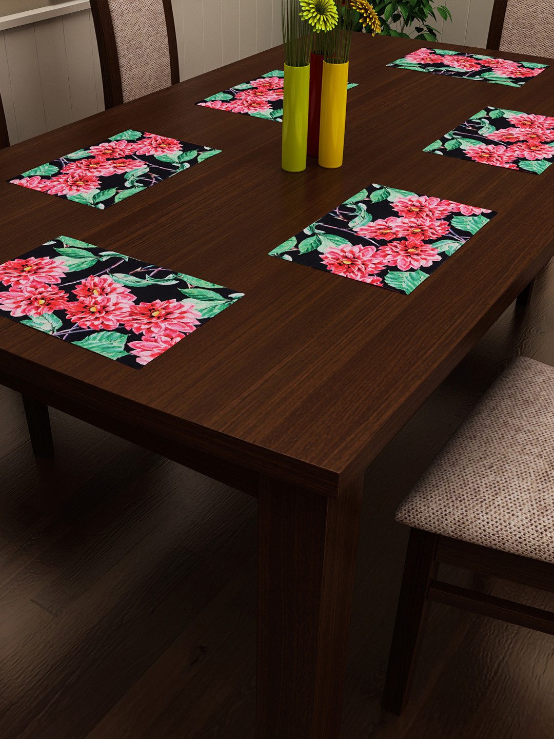 

SEJ by Nisha Gupta Set of 6 Multicoloured Printed Table Placemats, Multi