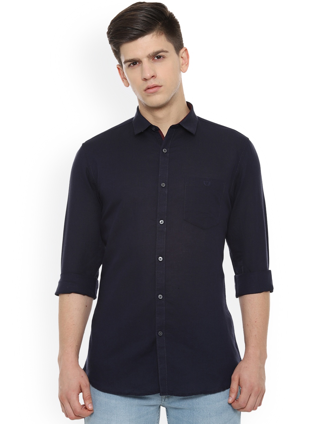 

Van Heusen Sport Men Navy Blue Slim Fit Solid Casual Shirt