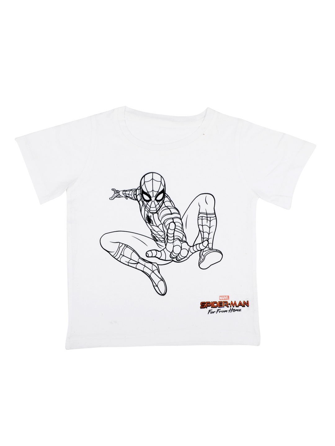Marvel by Wear Your Mind Boys White Printed Round Neck T-shirt