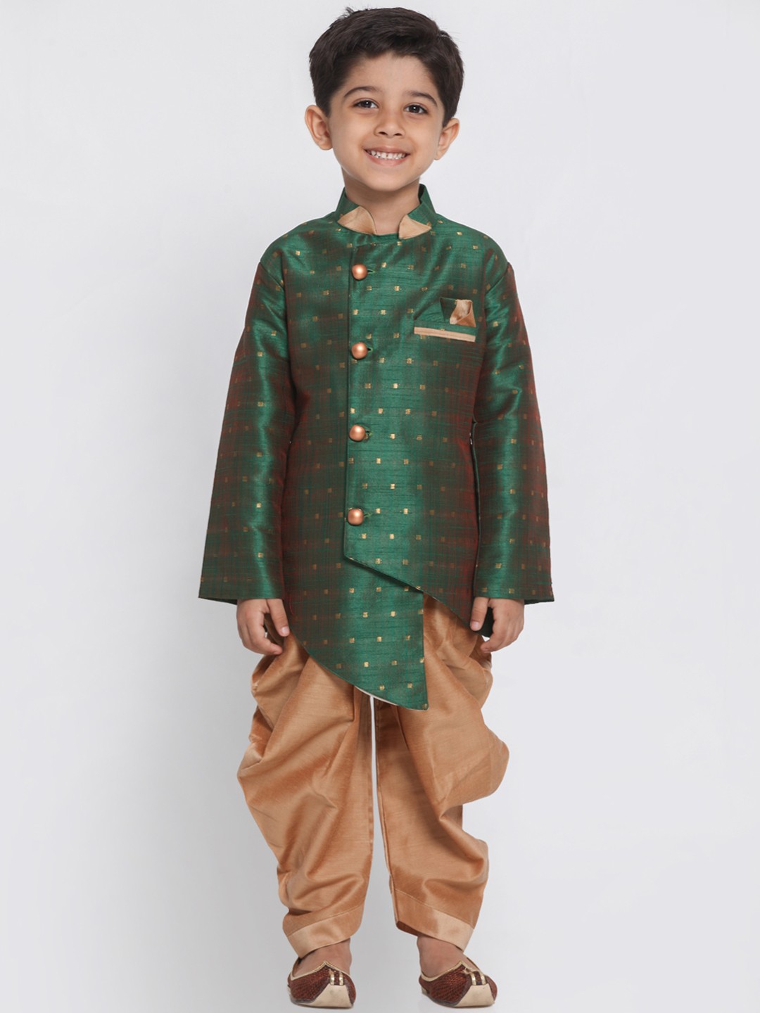 

JBN Creation Boys Green & Brown Sherwani Set
