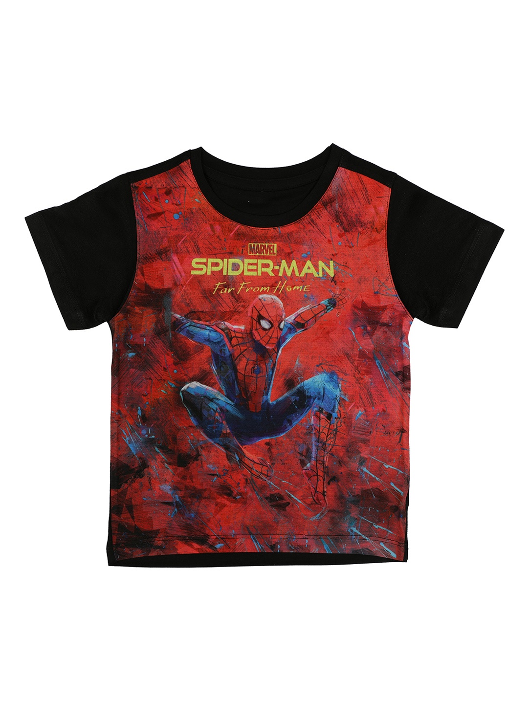 Marvel by Wear Your Mind Boys Red & Black Printed Round Neck T-shirt