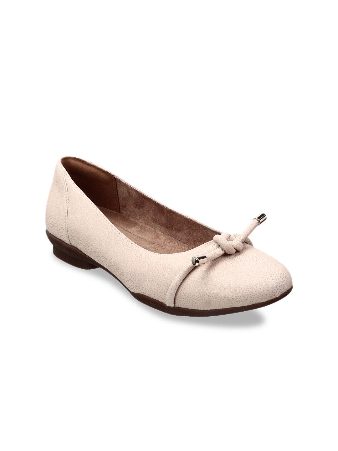 

Clarks Women Cream-Coloured Solid Leather Ballerinas