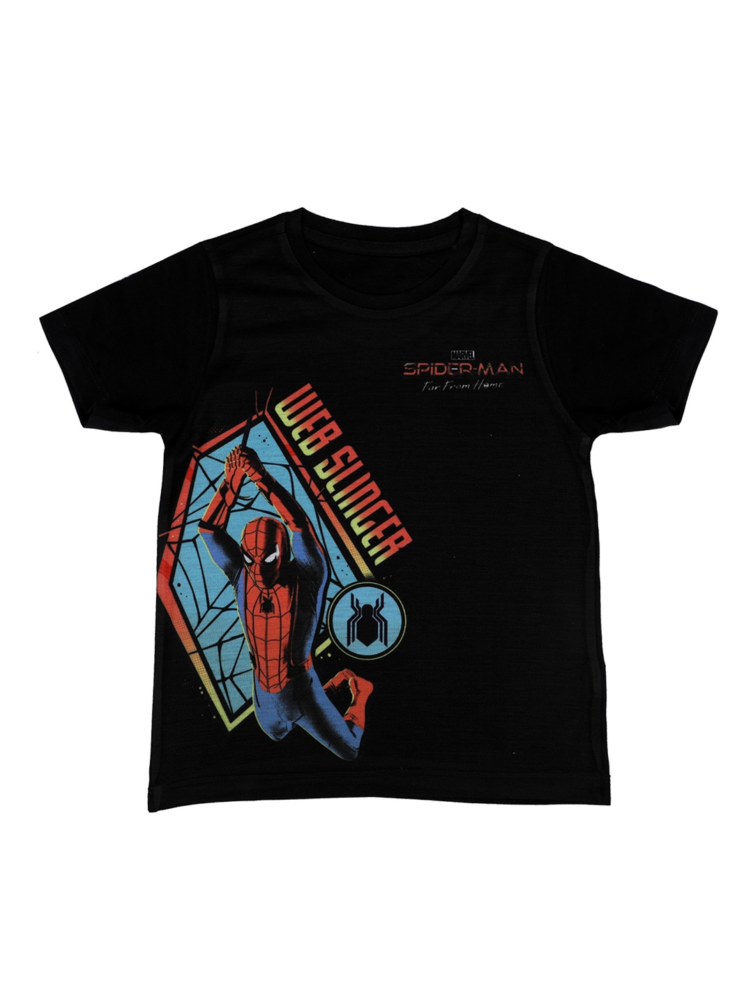 Marvel by Wear Your Mind Boys Black Printed Round Neck T-shirt