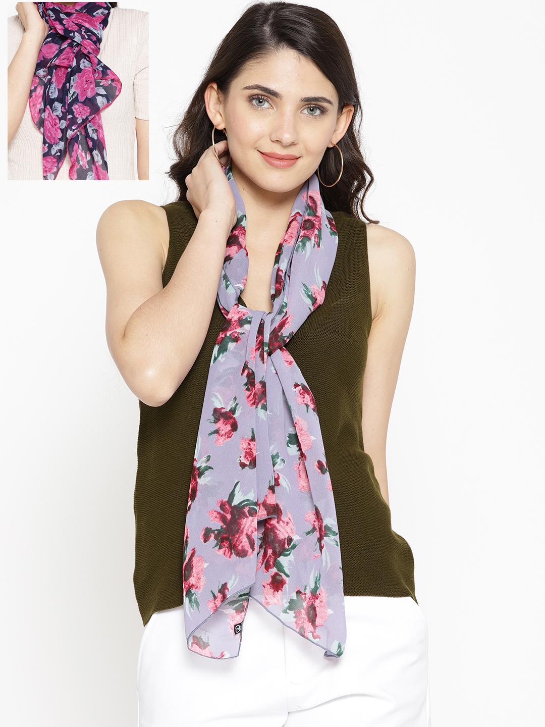 

Trend Arrest Women Set of 2 Printed Scarves, Grey