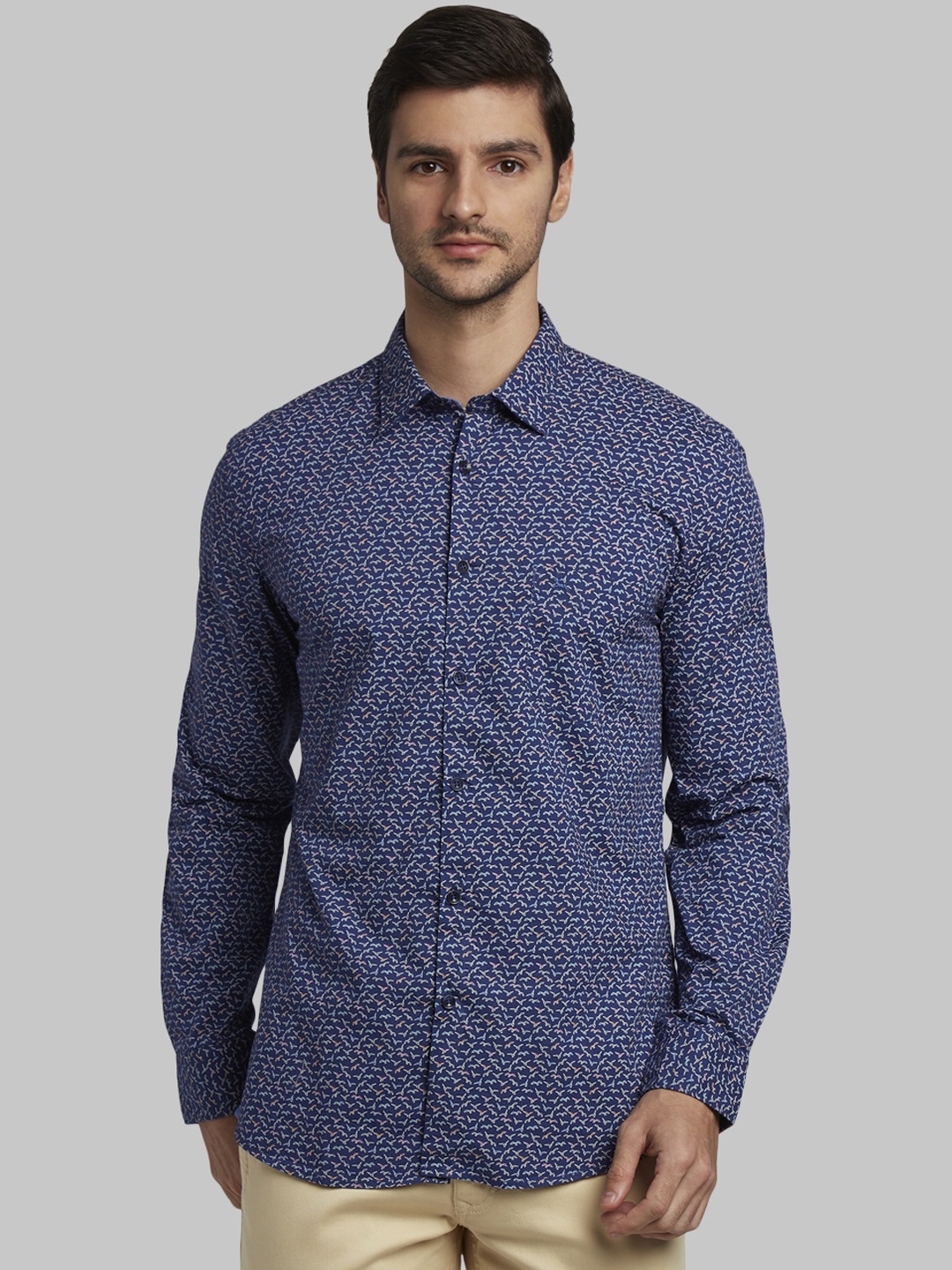 

Parx Men Blue Slim Fit Printed Casual Shirt