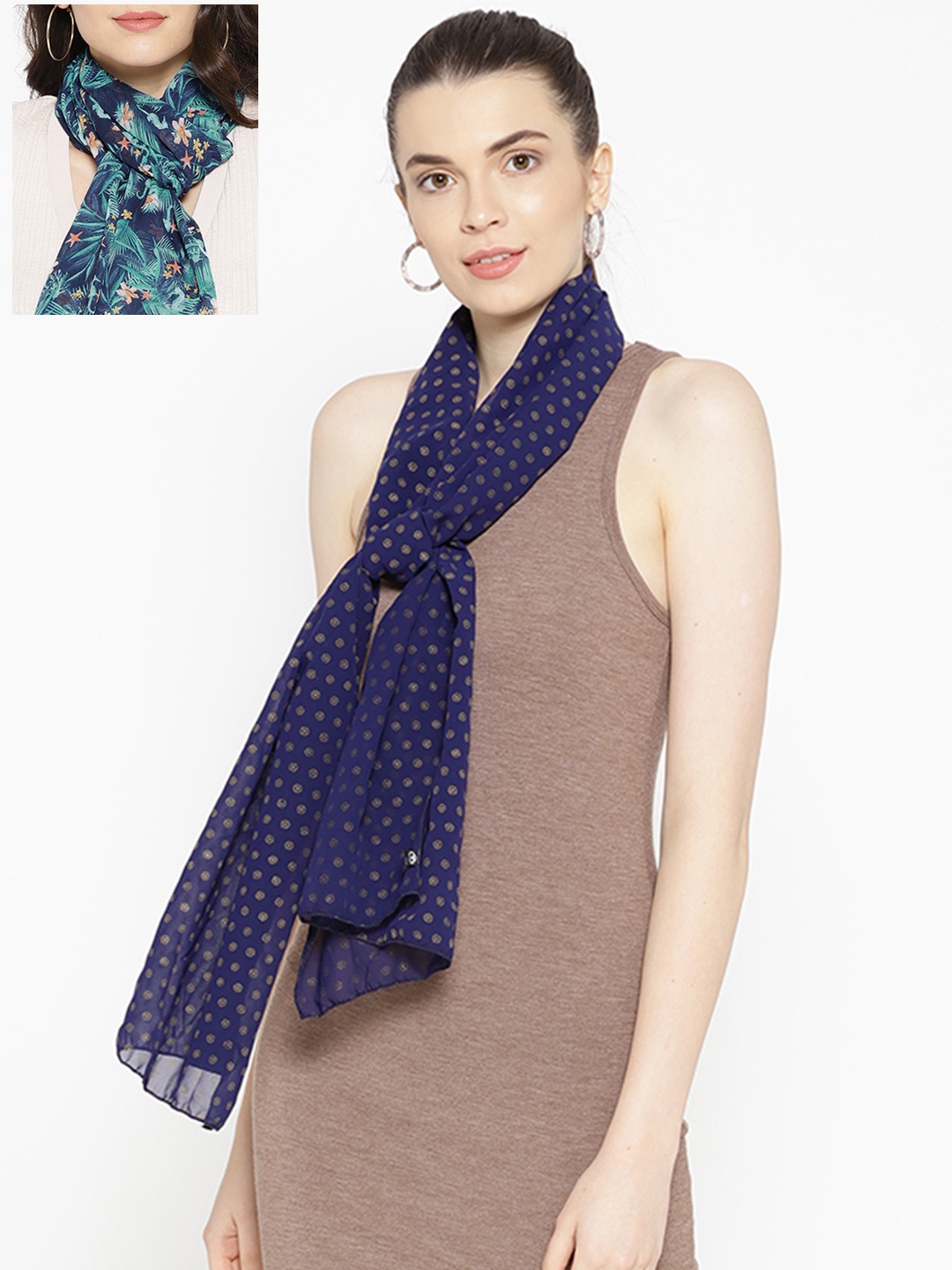 

Trend Arrest Women Set of 2 Printed Scarves, Blue