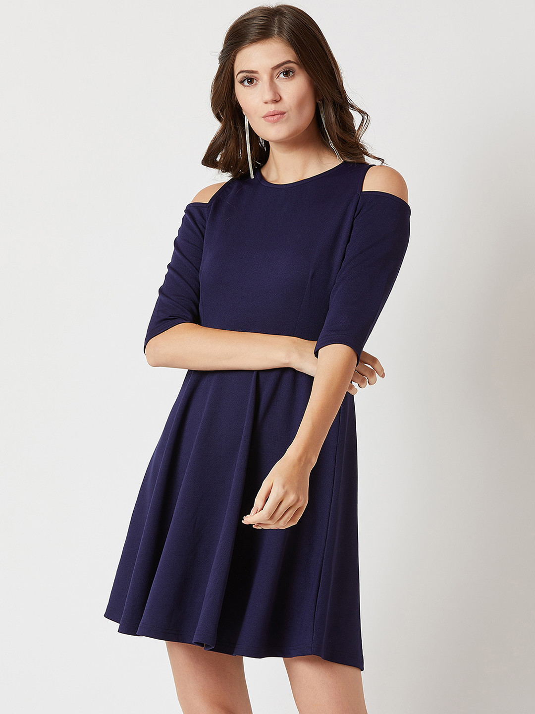 

Miss Chase Women Navy Blue Fit and Flare Dress