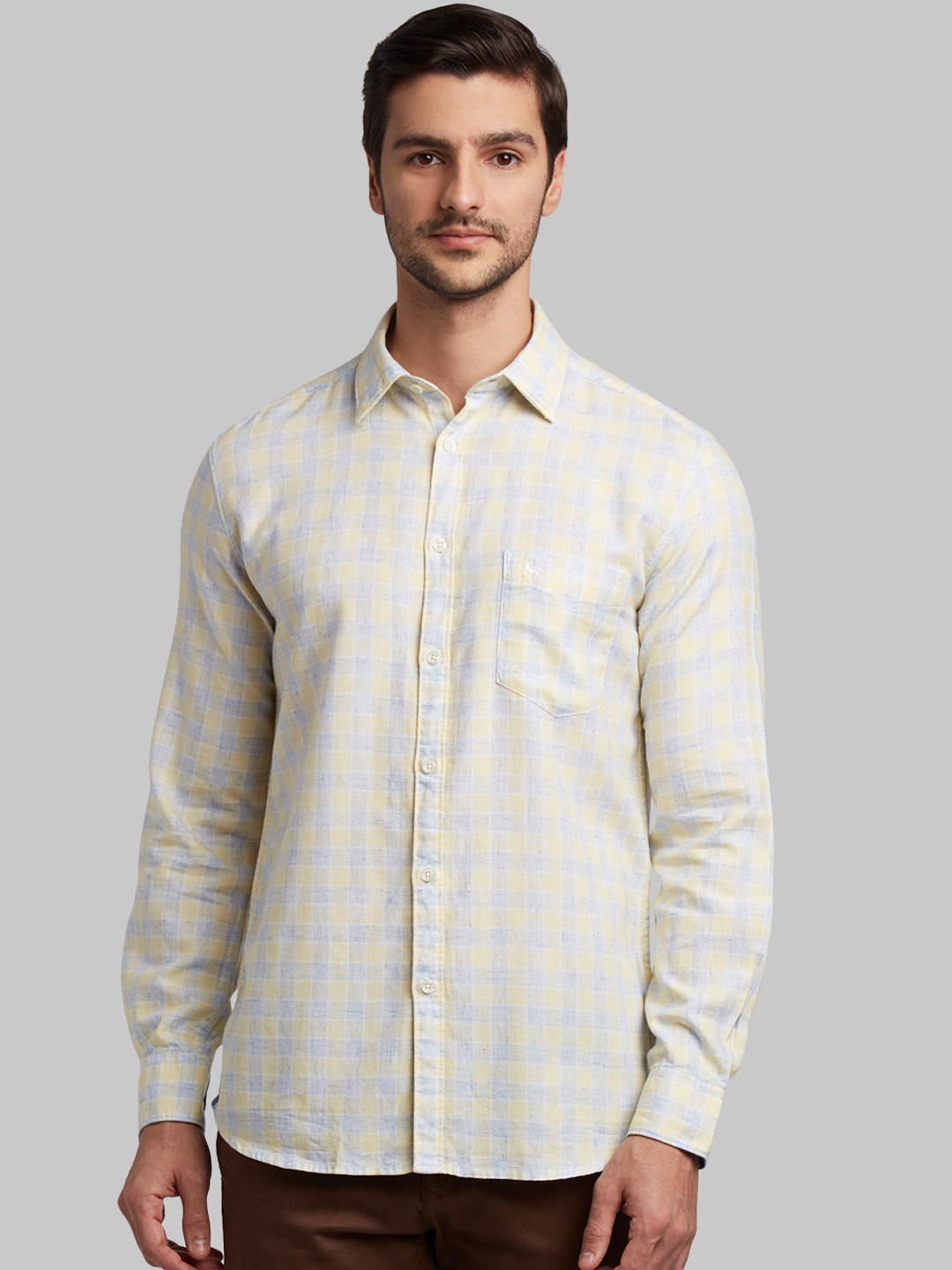 

Parx Men Yellow & Blue Slim Fit Checked Casual Shirt