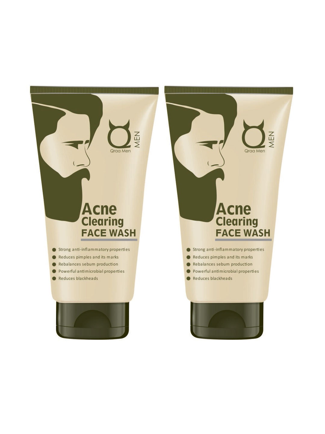 

Qraa Men Set of 2 Intense Acne Clearing Face Wash 100gm each, Green