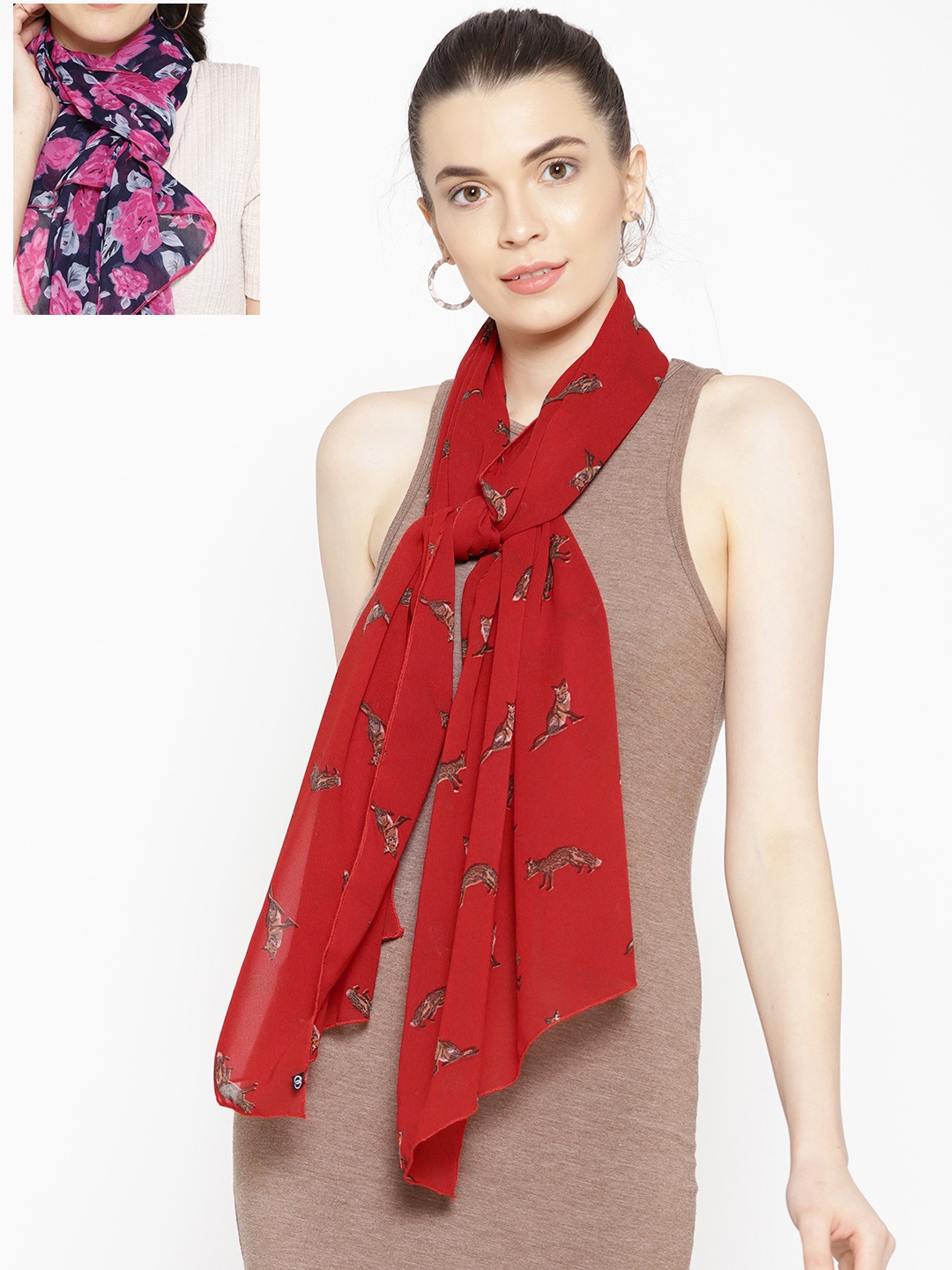 Trend Arrest Pack Of 2 Printed Scarves, Multi