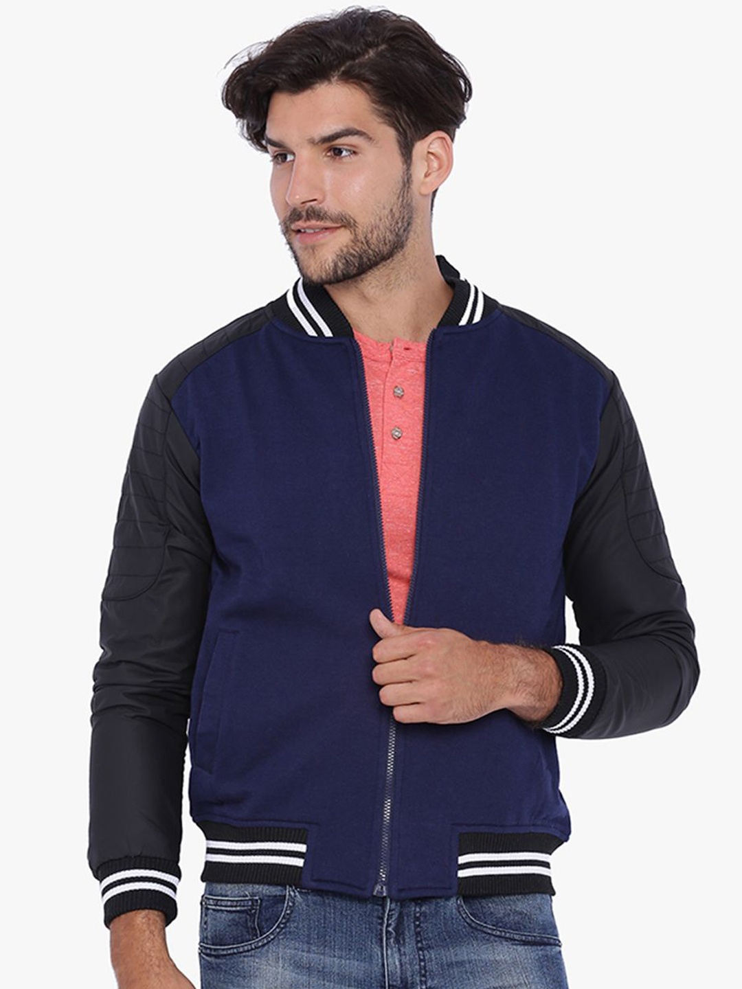 

Campus Sutra Men Blue Solid Bomber