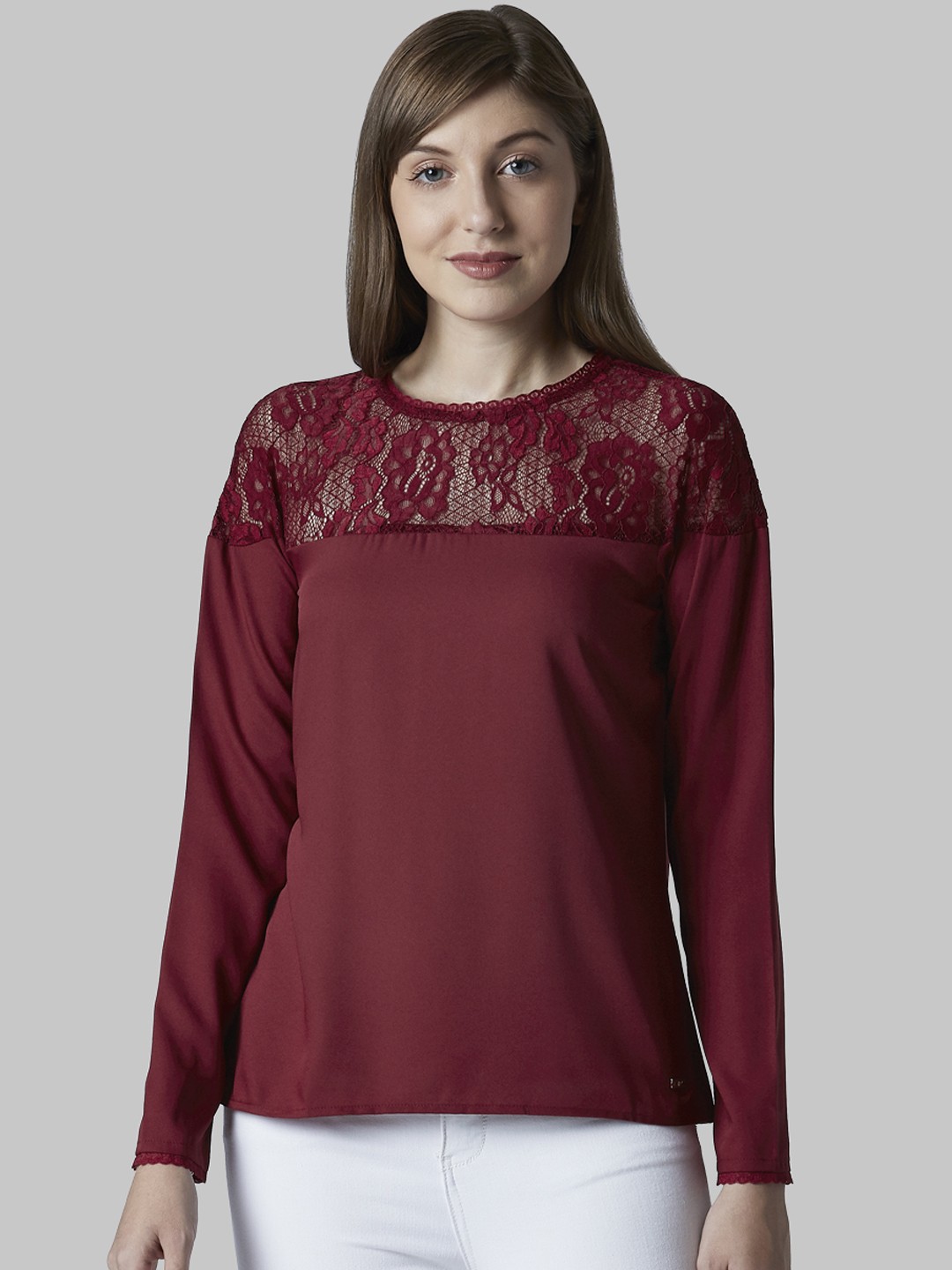 

Park Avenue Women Maroon Self Design Top