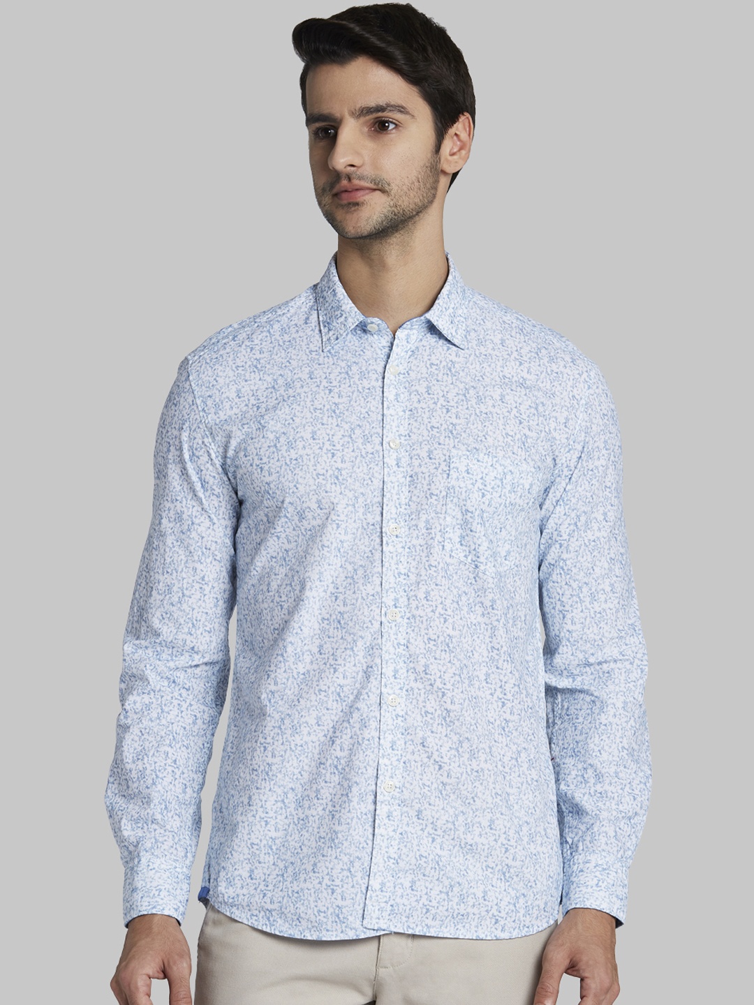 

Parx Men Blue Slim Fit Printed Casual Shirt