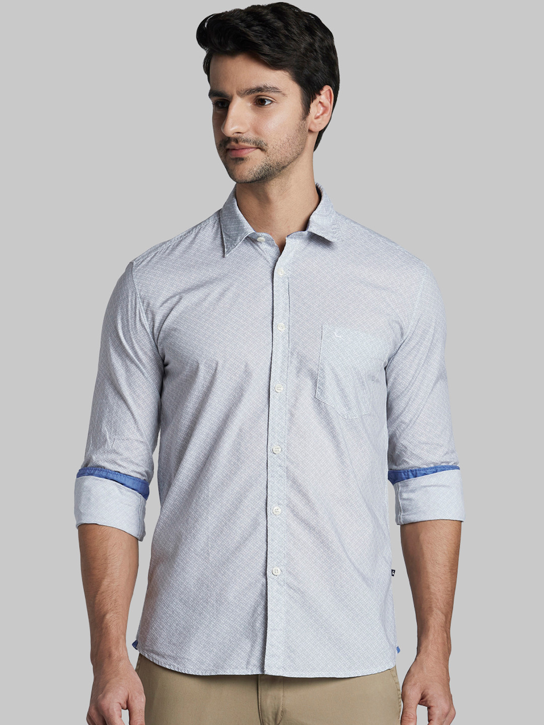 

Parx Men Grey Slim Fit Printed Casual Shirt