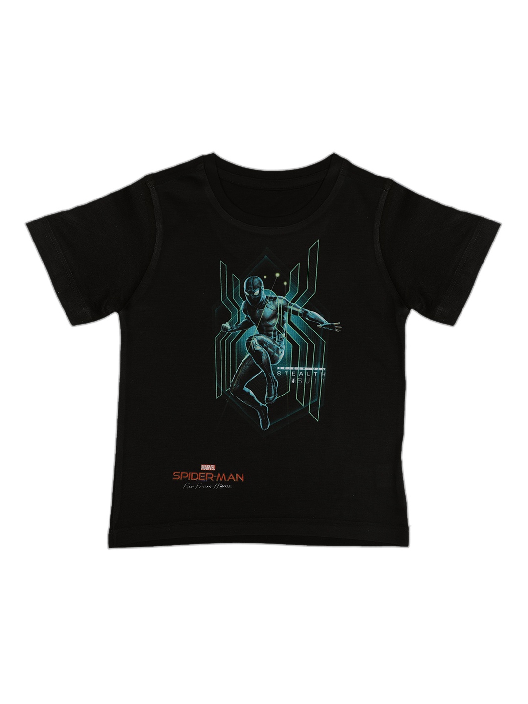 Marvel by Wear Your Mind Boys Black Printed Round Neck T-shirt