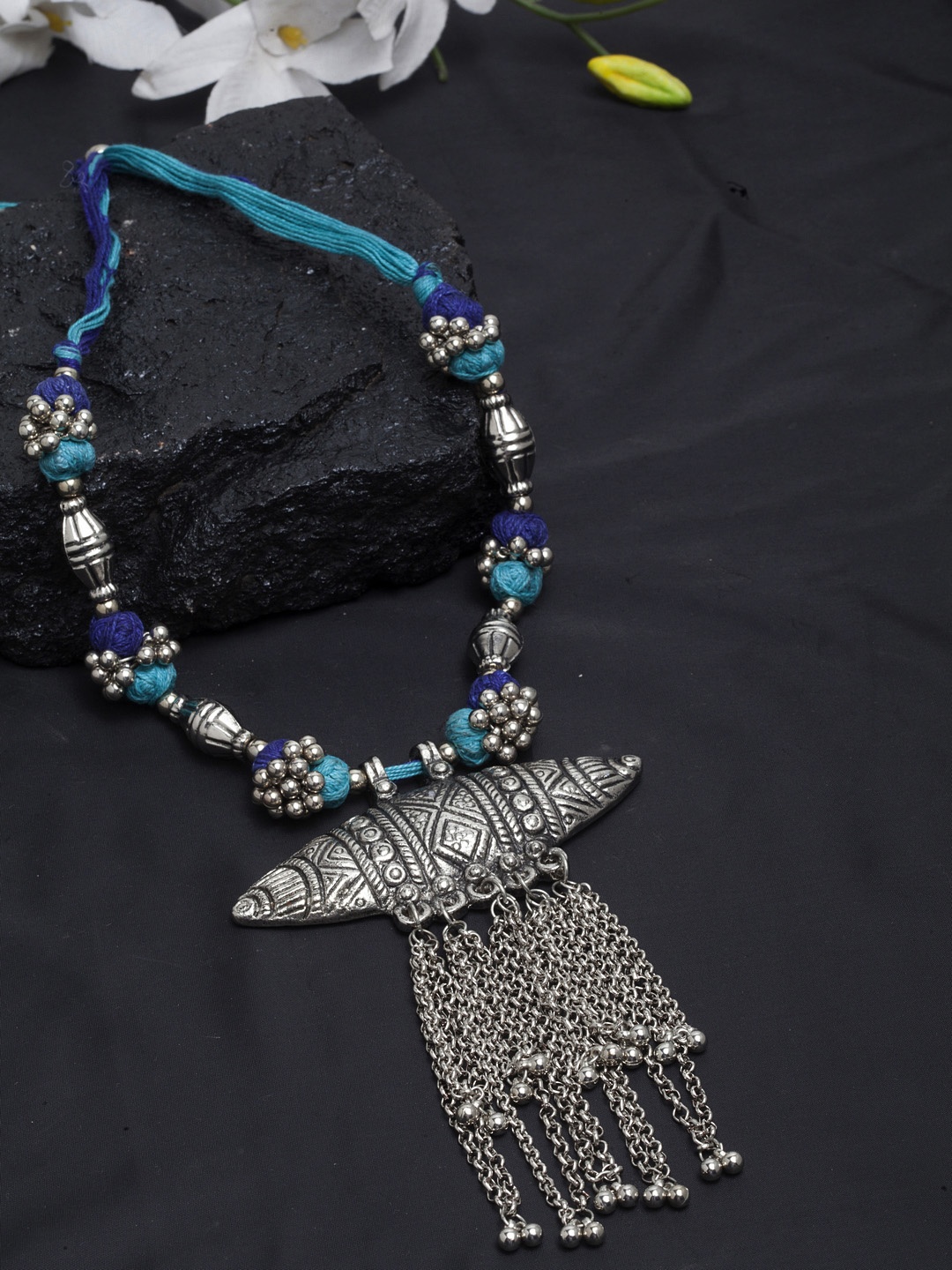

Moedbuille Oxidised Silver Plated Brass Pendant Necklace
