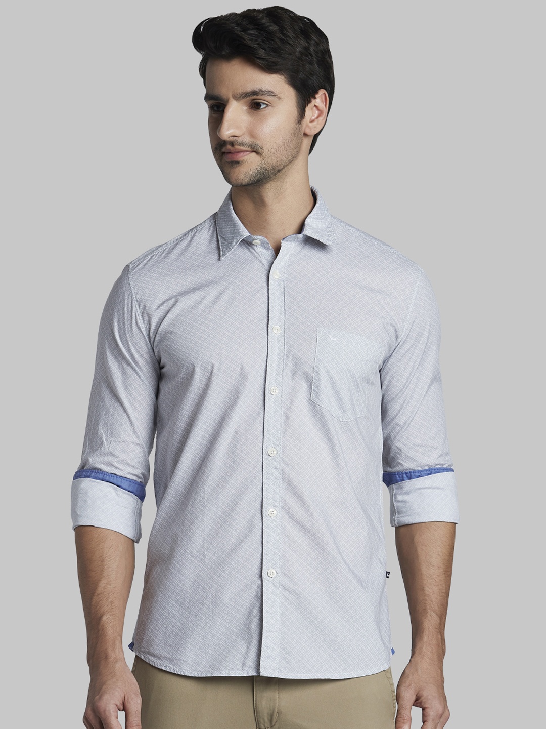 

Parx Men Grey Slim Fit Printed Casual Shirt