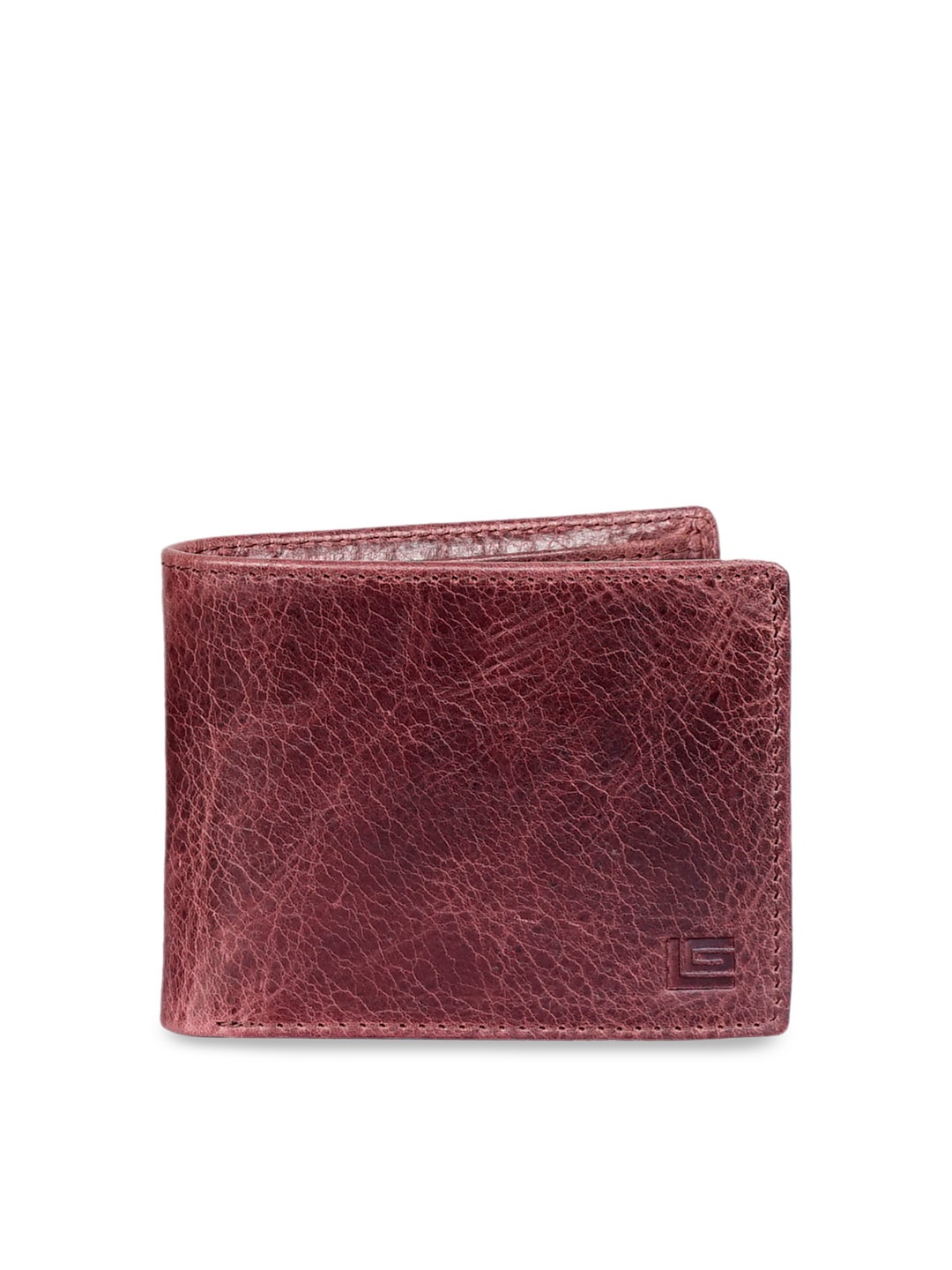 

Justanned Men Burgundy Solid Two Fold Leather Wallet
