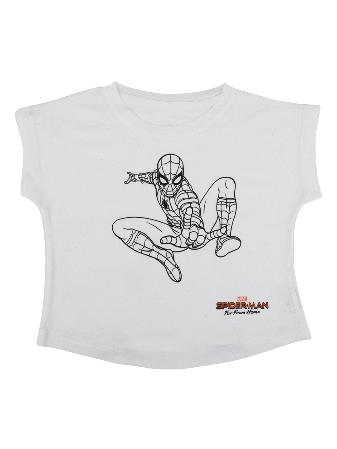 

Marvel by Wear Your Mind Girls White Printed Round Neck T-shirt