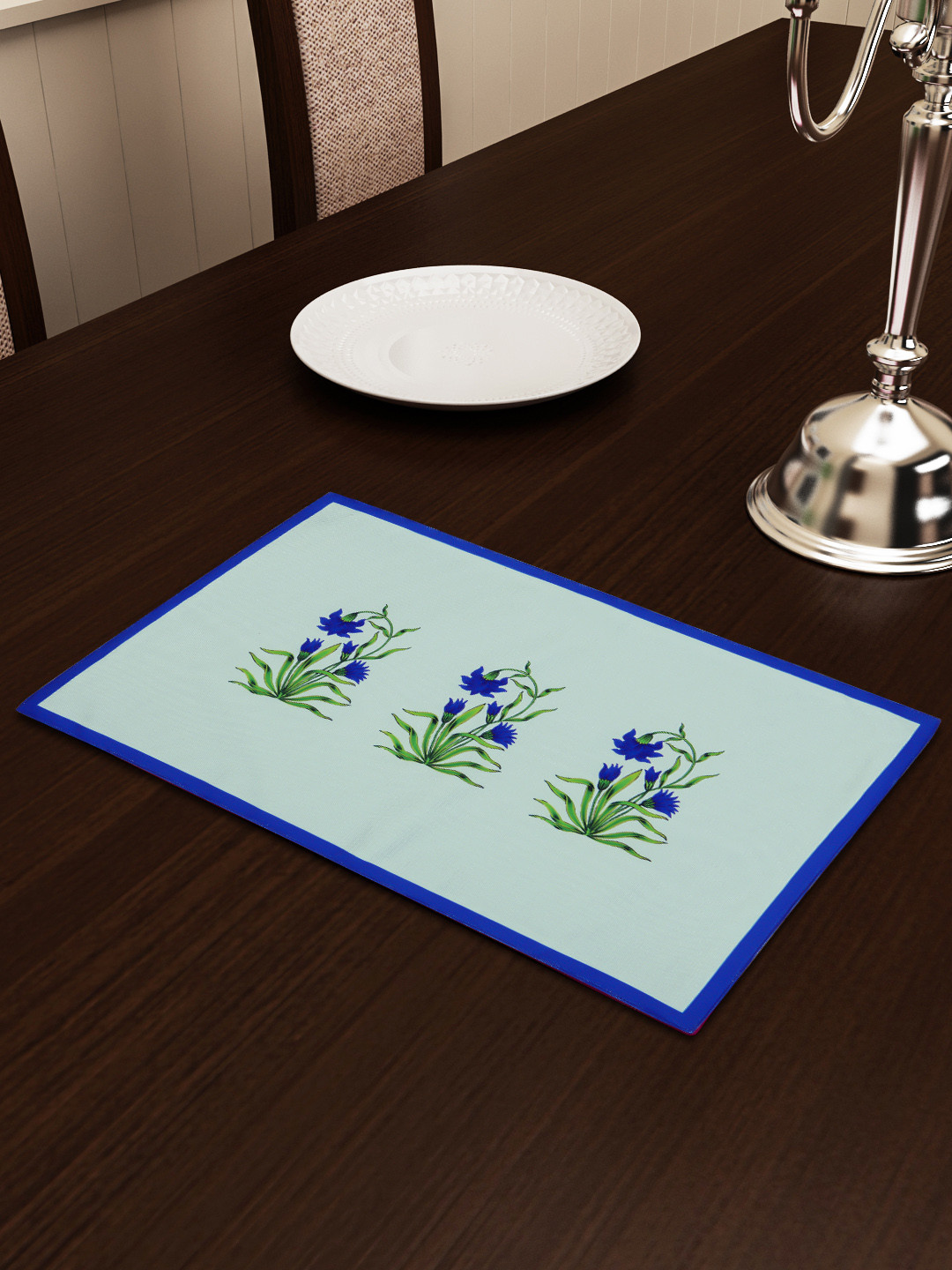 

SEJ by Nisha Gupta Blue & Green Printed Table Placemat