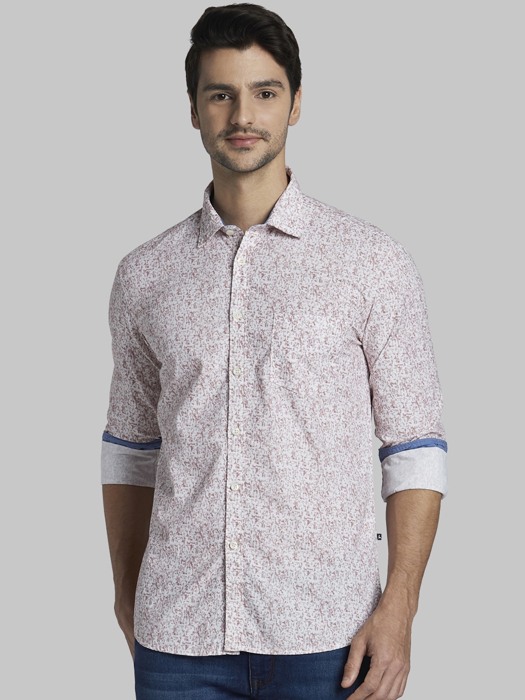 

Parx Men Brown & Off-White Slim Fit Printed Casual Shirt