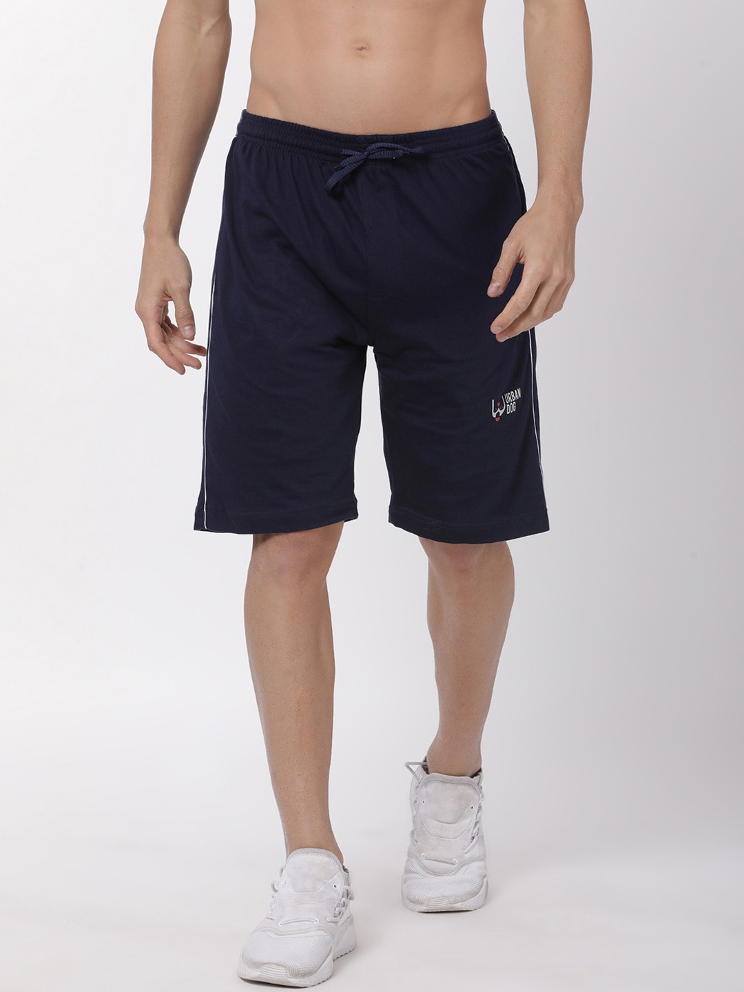 

Urban Dog Men Navy Blue Solid Regular Fit Sports Shorts