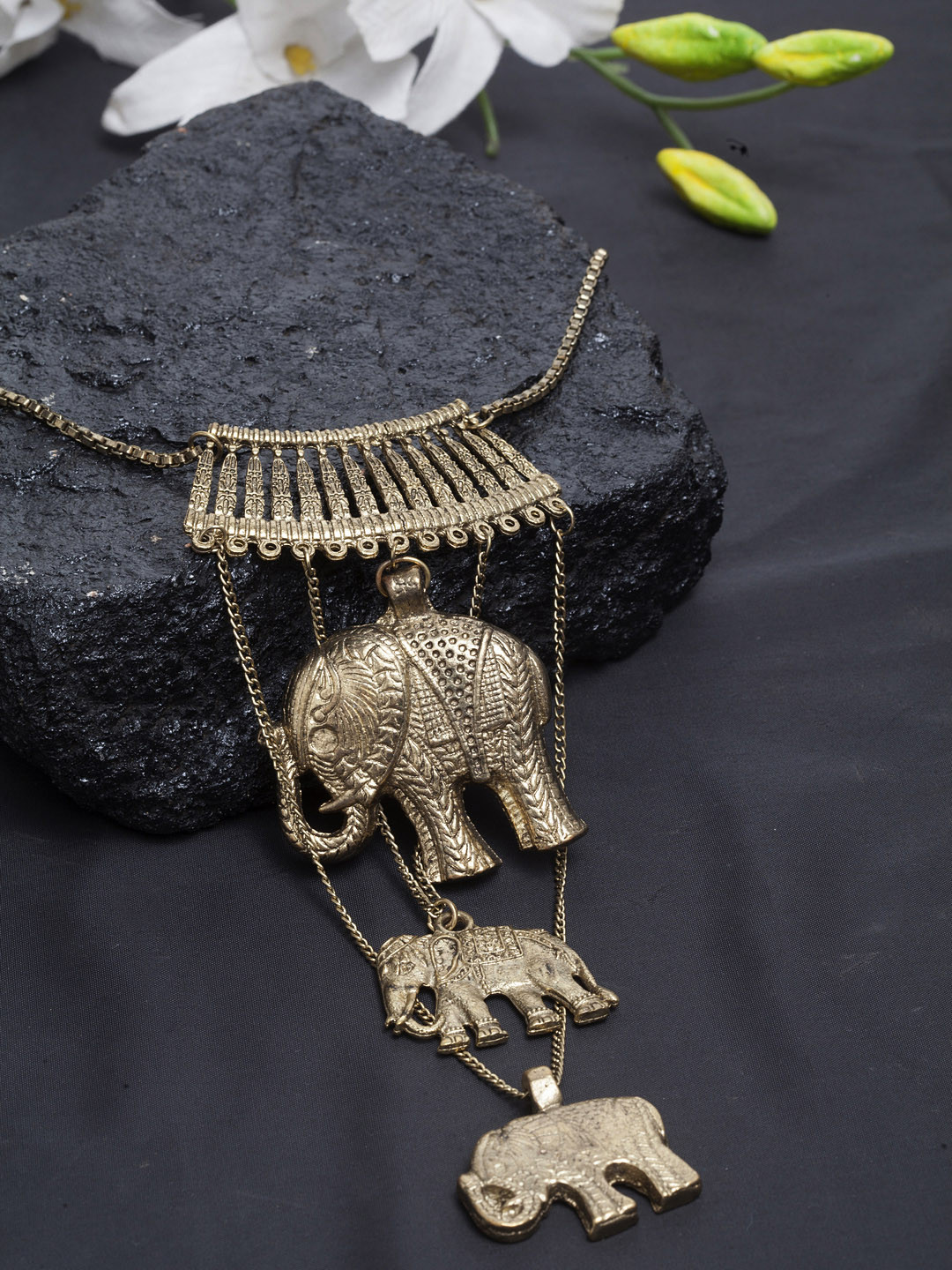 

Moedbuille Filigree Work Multi Layered Oxidised Gold-Plated Necklace