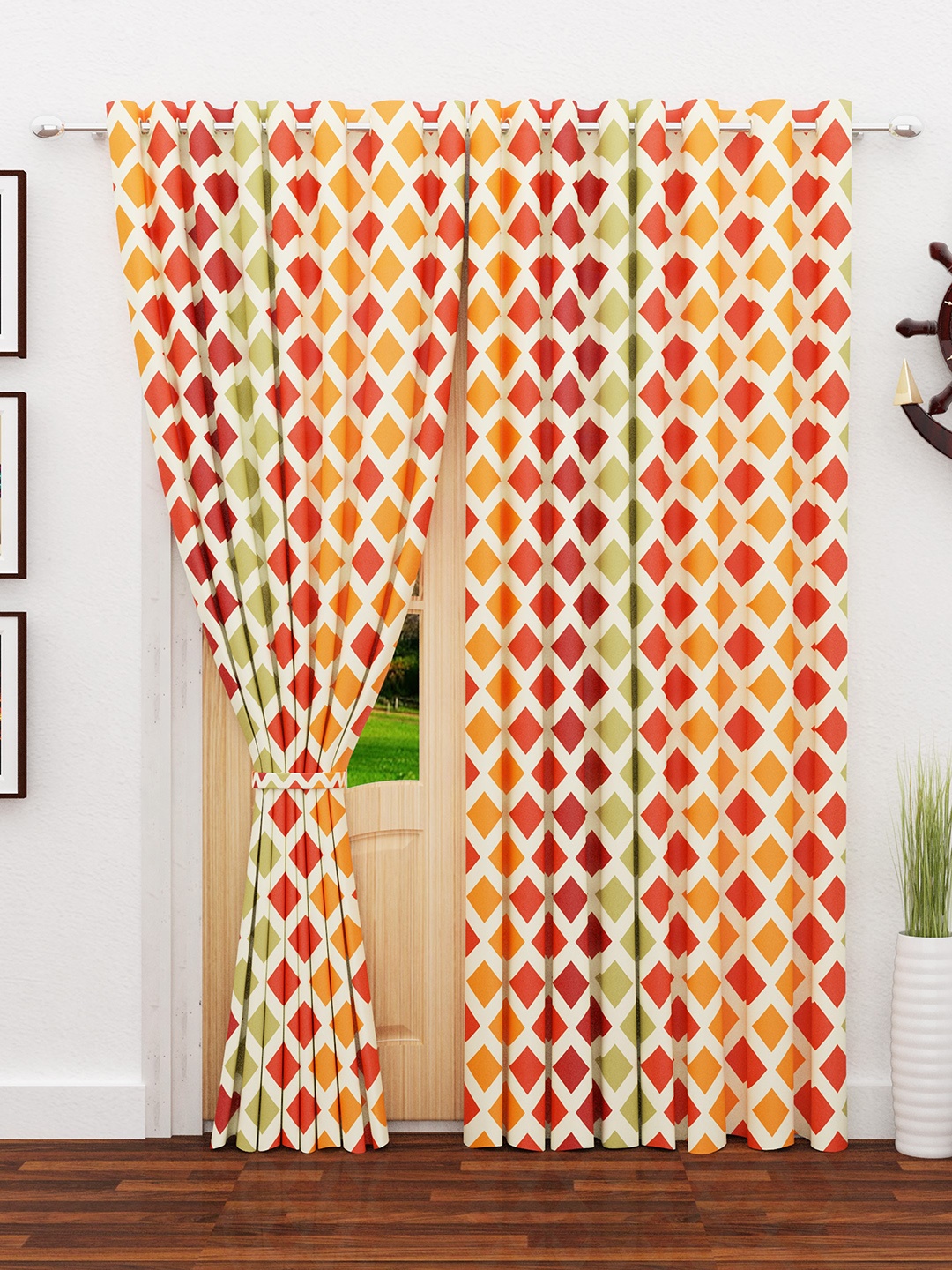 

Story@home Multicoloured Set of Single Door Curtains, Multi