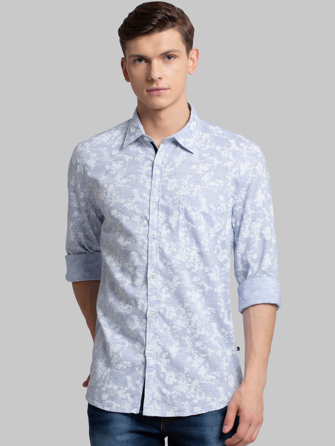

Parx Men Blue Slim Fit Printed Casual Shirt