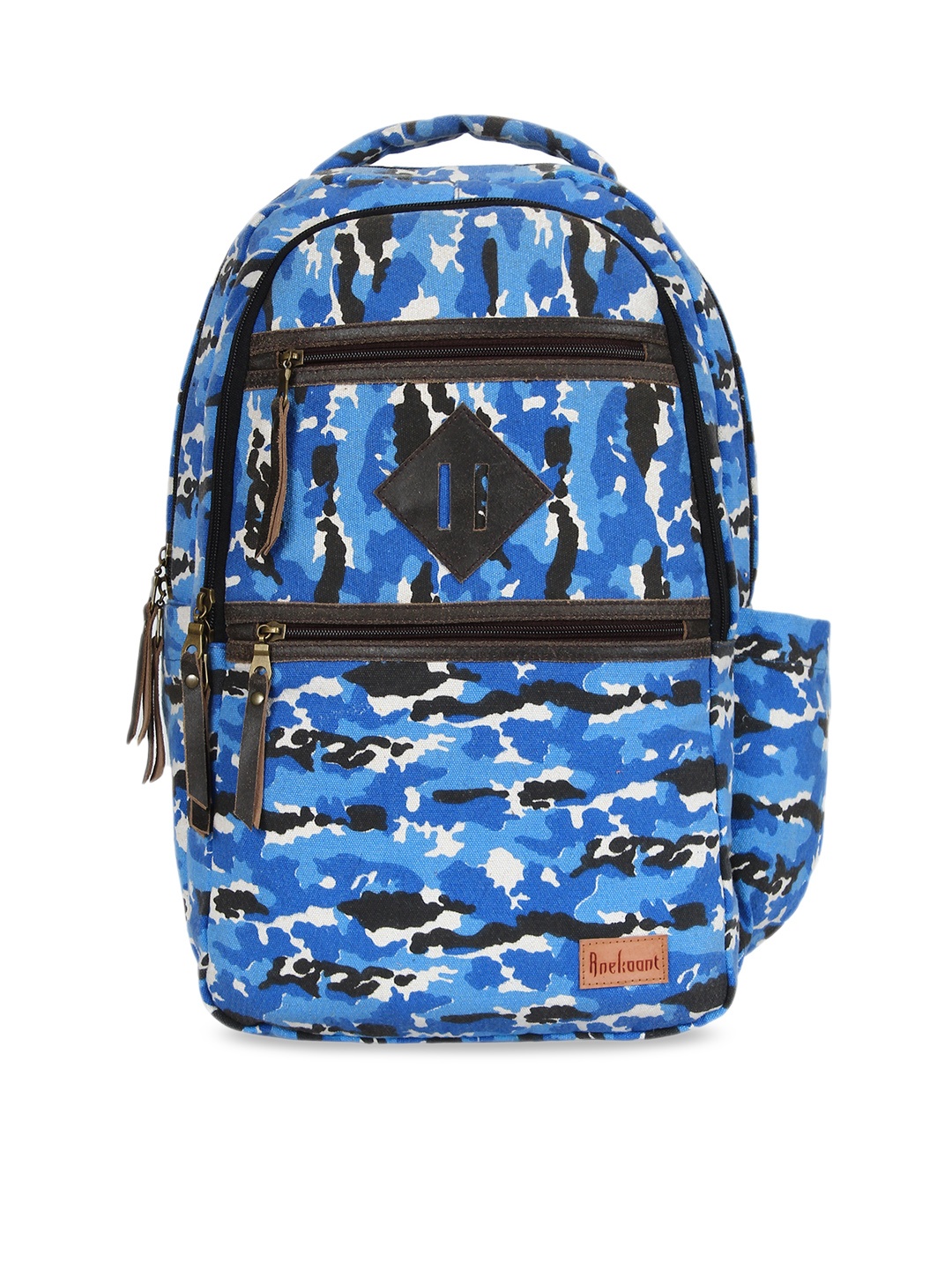 

Anekaant Unisex Blue & Black Camouflage Backpack