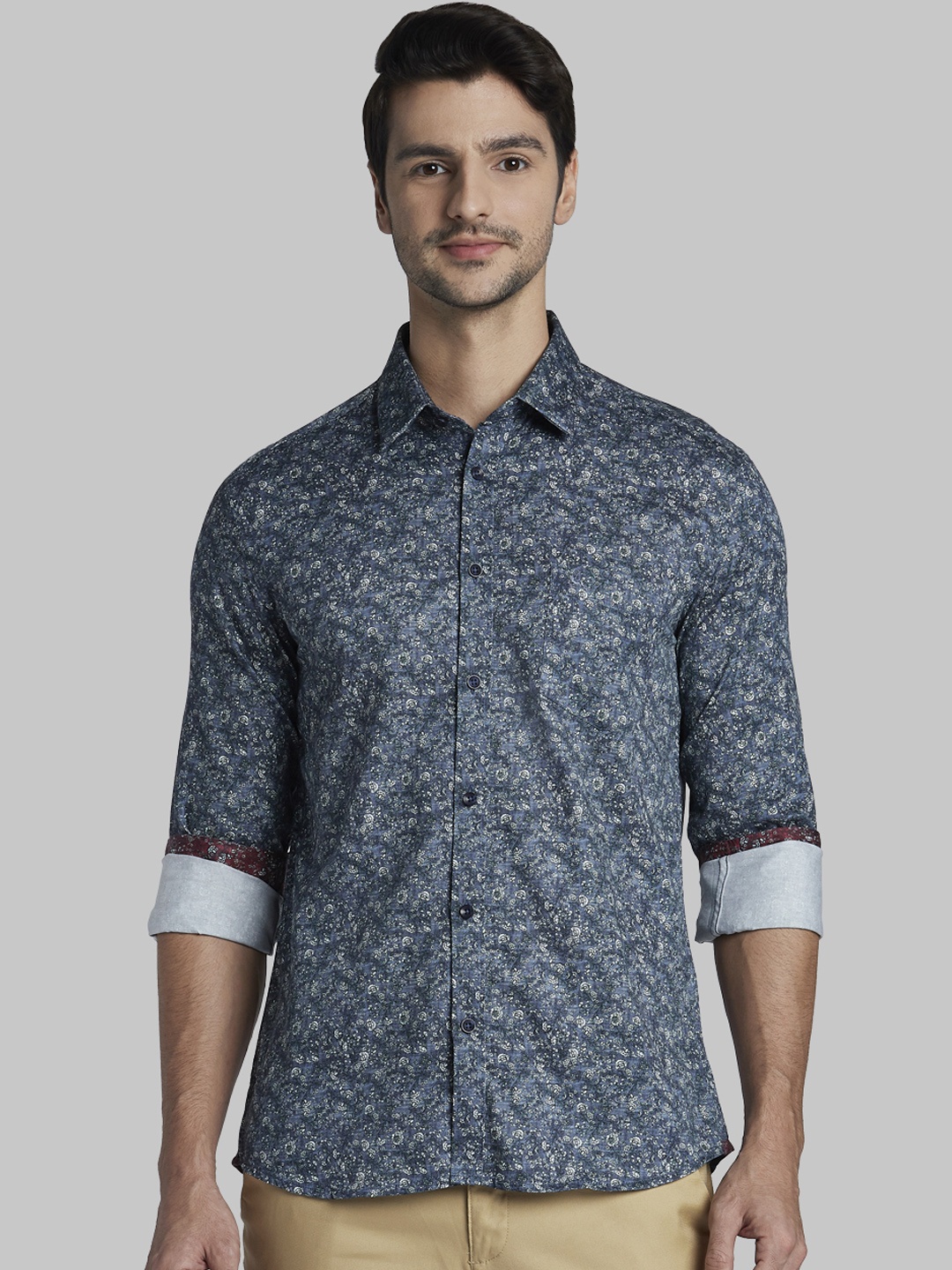 

Parx Men Blue Slim Fit Printed Casual Shirt