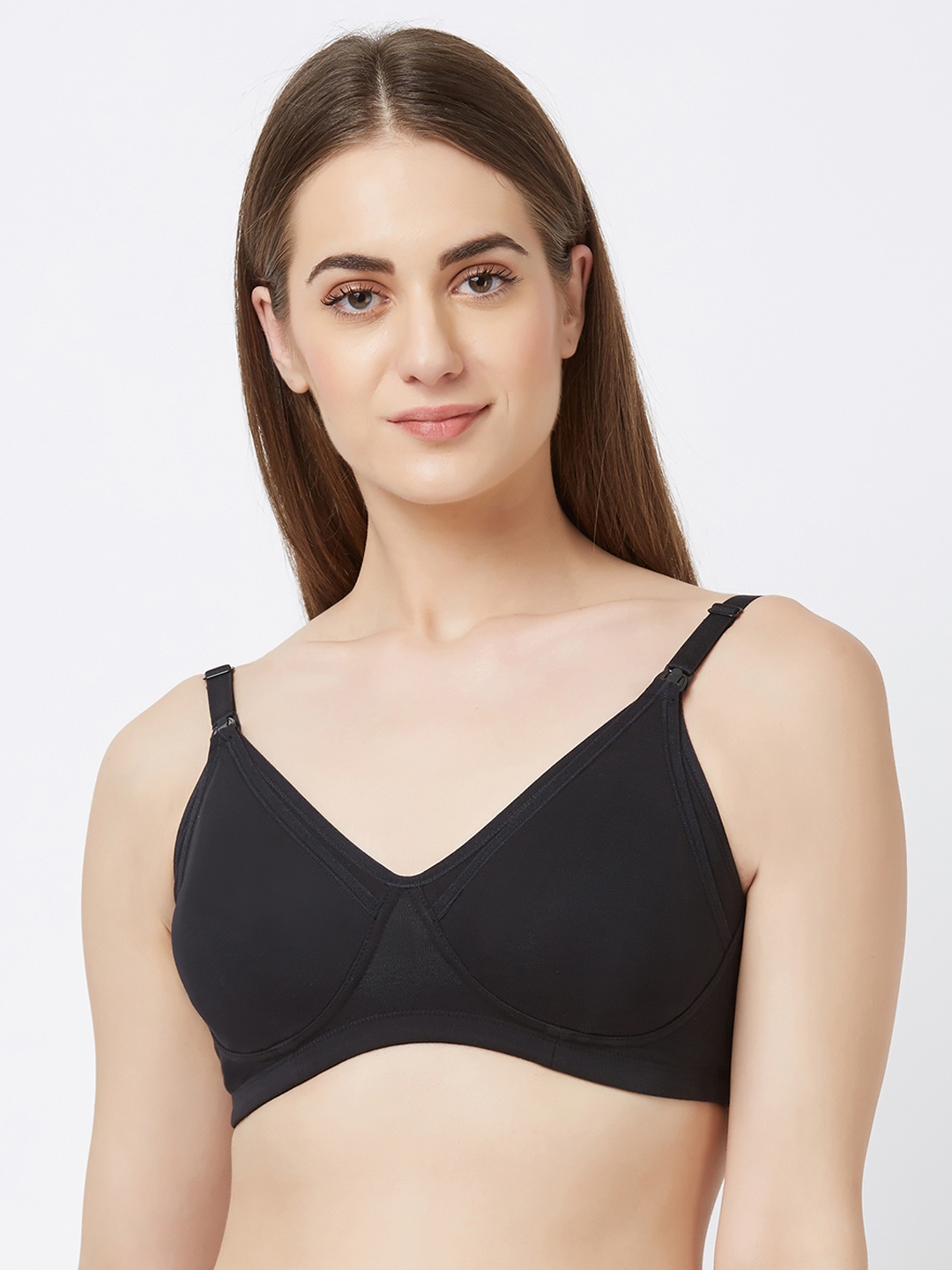 

Soie Black Solid Non-Wired Non Padded Maternity Bra CB-331BLACK