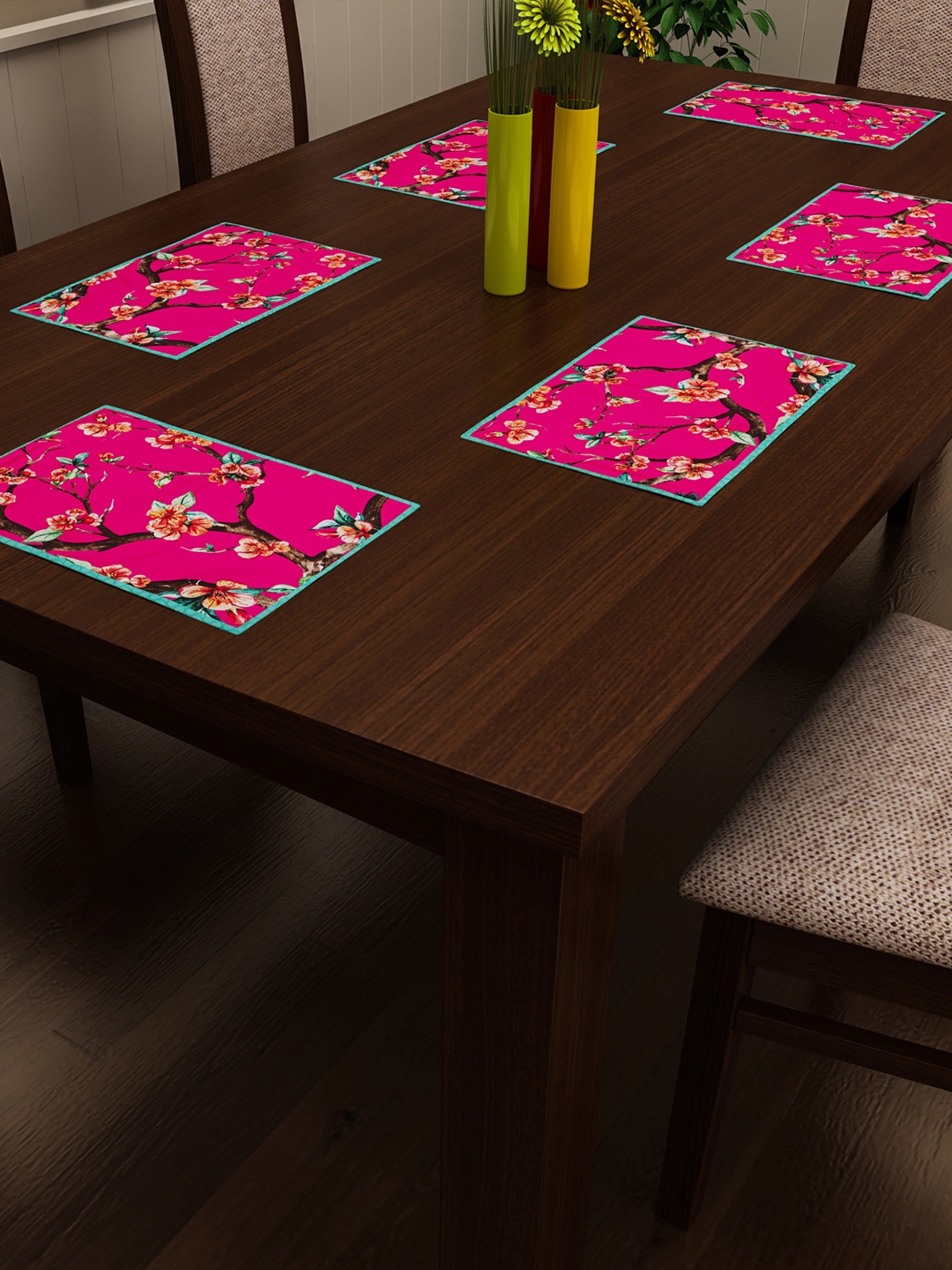 

SEJ by Nisha Gupta Set of 6 Multicoloured Printed Table Placemats, Multi