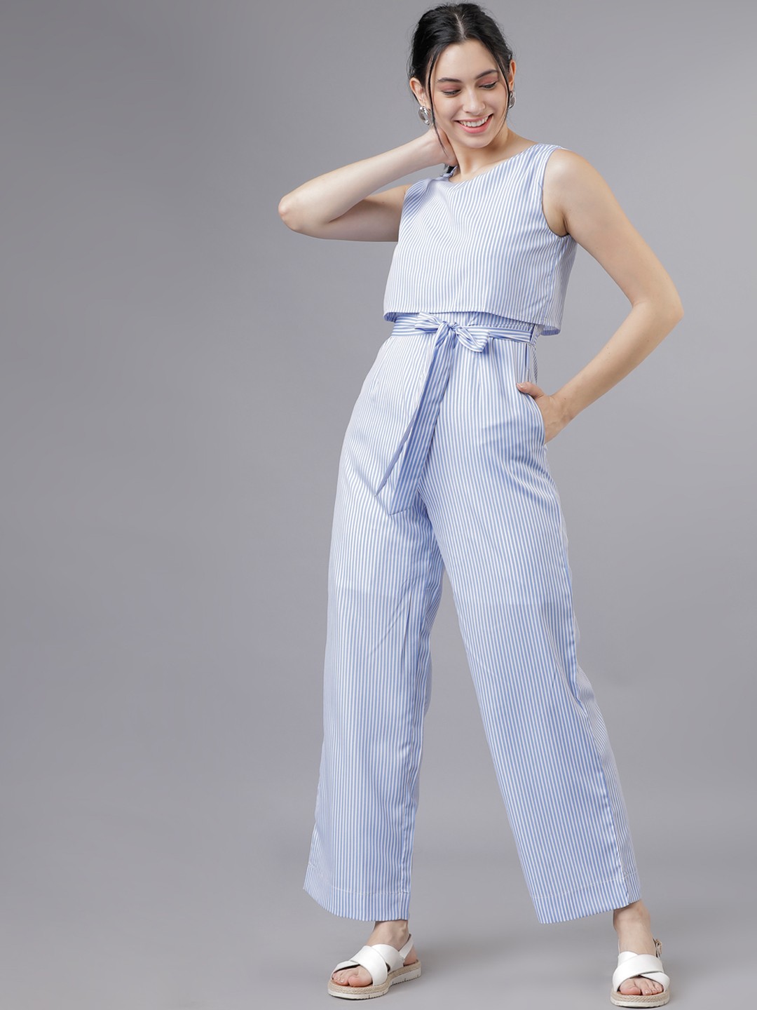 

Tokyo Talkies Blue Layered Basic Jumpsuit