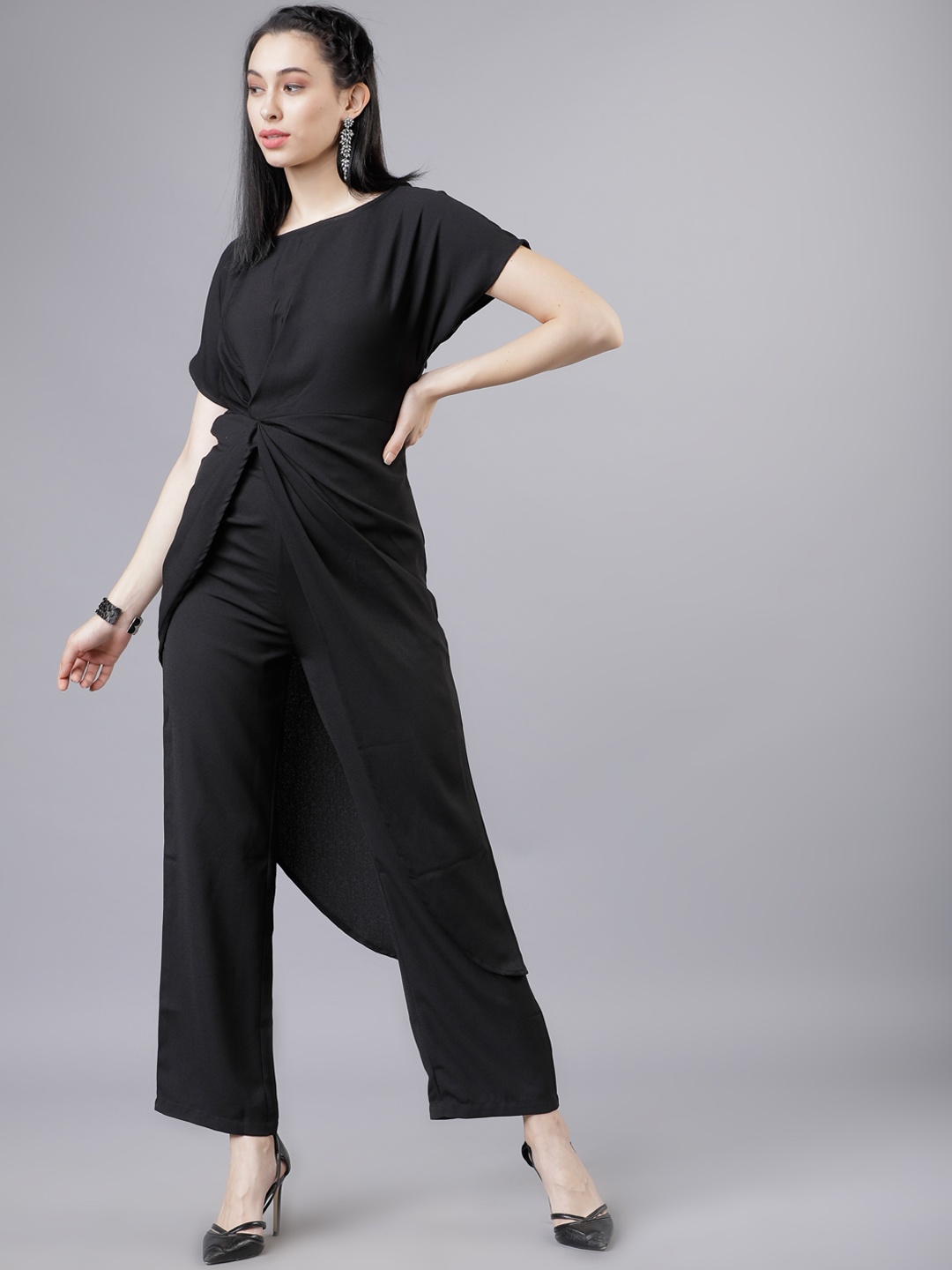 

Tokyo Talkies Women Black Solid Top with Trousers